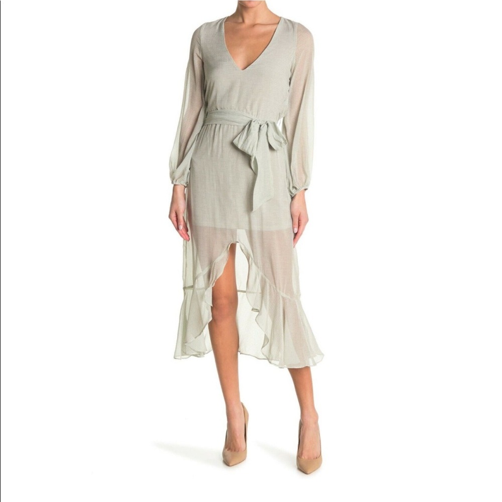 NSR Chiffon Morgan Midi Flutter Dress